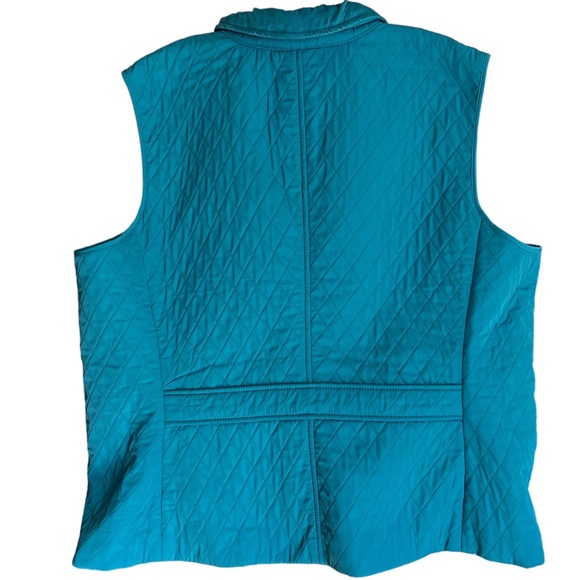 Talbots l Women’s Teal Quilted Button Down Vest Corduroy Collar Size XL - Picture 2 of 5